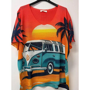 L49 Loowie Beach Van Print Sweater One Size